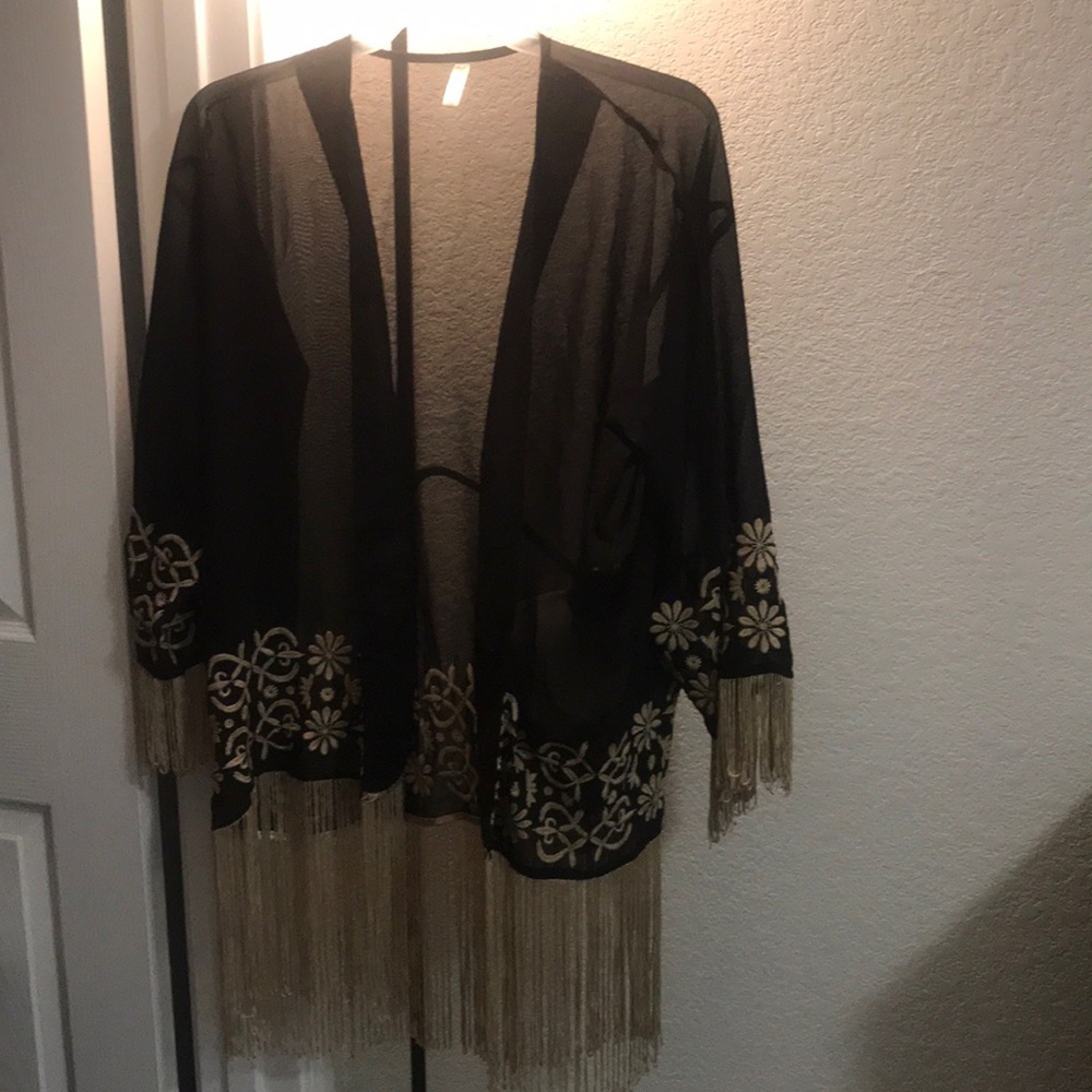 women cape sheer black jaket